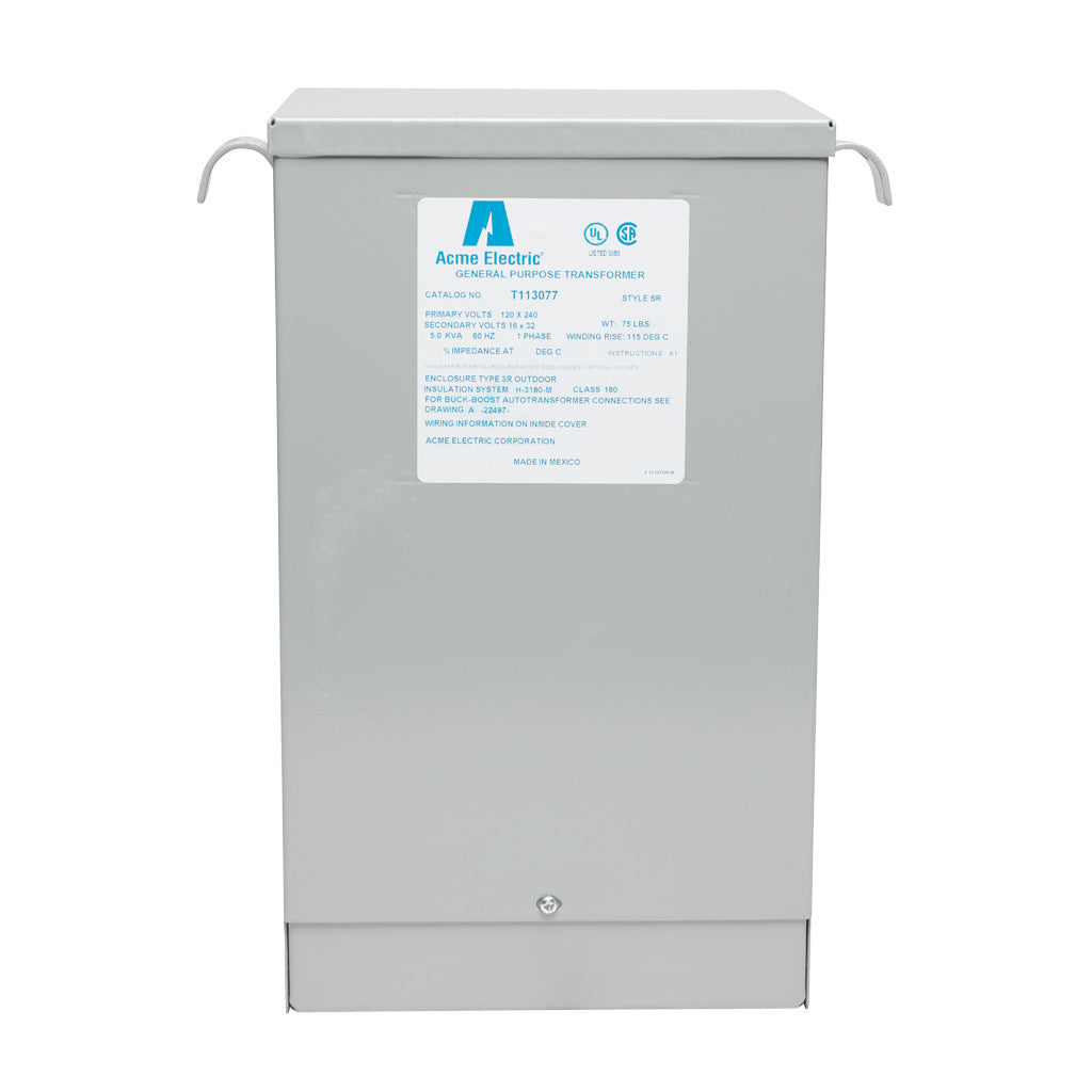 ACME buck-boost transformer, encapsulated core, 5 kVA, 1-phase, 120/240 VAC, 16/32 VAC secondary, 60 Hz, NEMA 3R, wall mount.-T113077