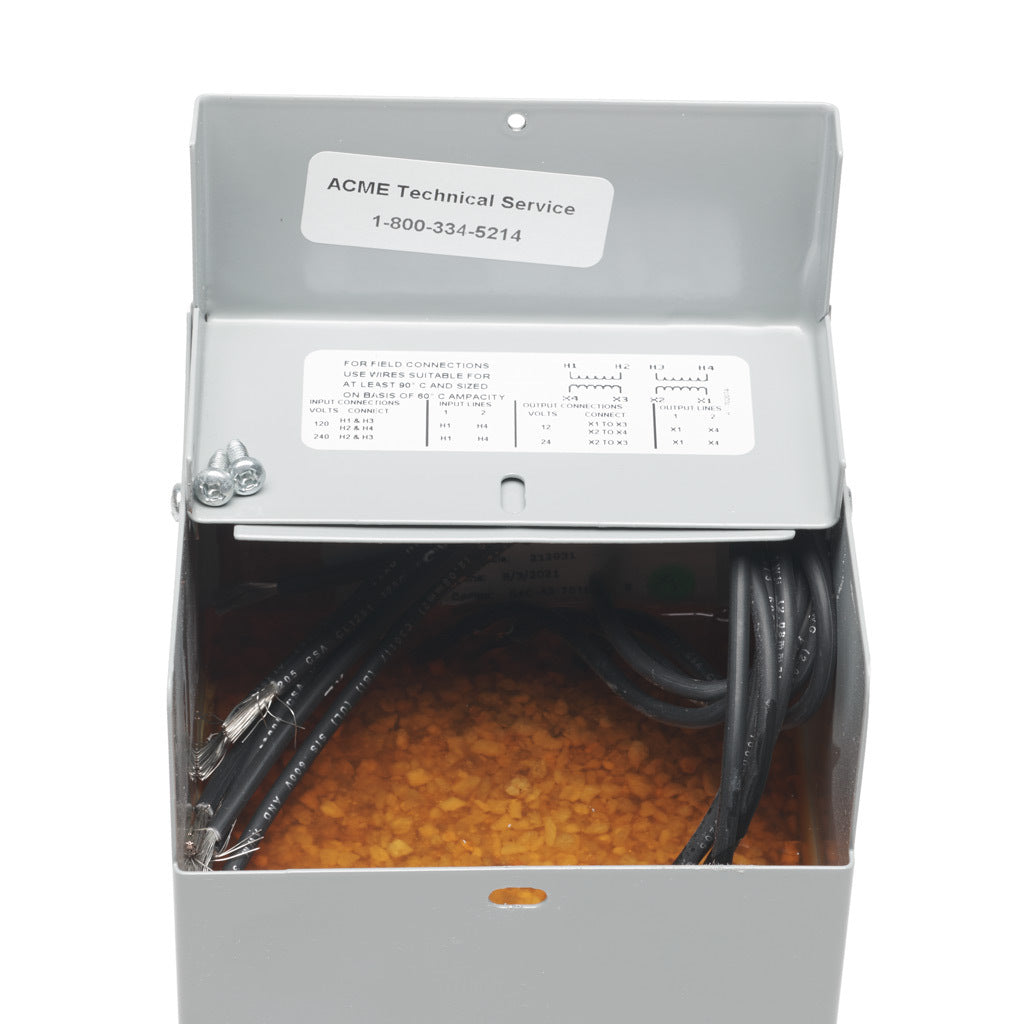 ACME buck-boost transformer, encapsulated core, 500 VA, 1-phase, 120/240 VAC, 12/24 VAC secondary, 50/60 Hz, NEMA 3R, wall mount.-T181051