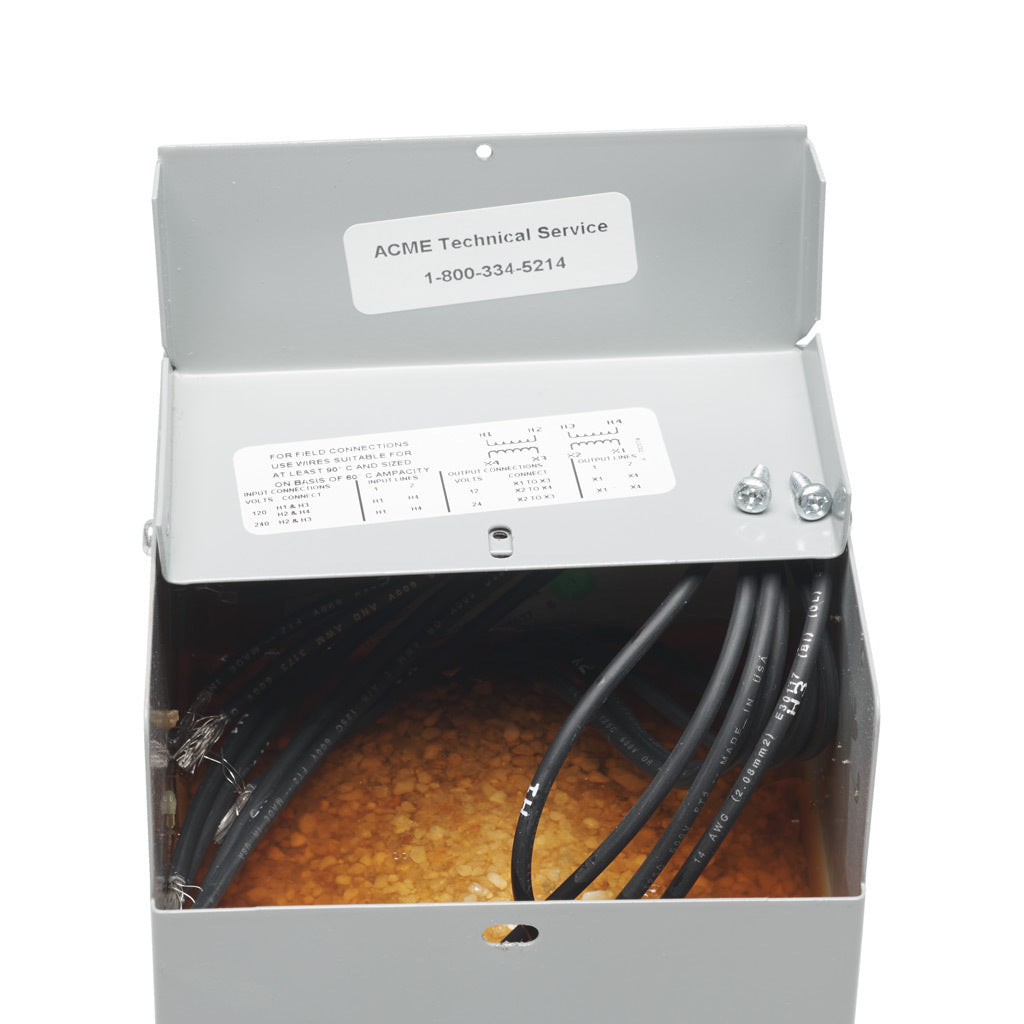 ACME buck-boost transformer, encapsulated core, 750 VA, 1-phase, 120/240 VAC, 12/24 VAC secondary, 50/60 Hz, NEMA 3R, wall mount.-T181052
