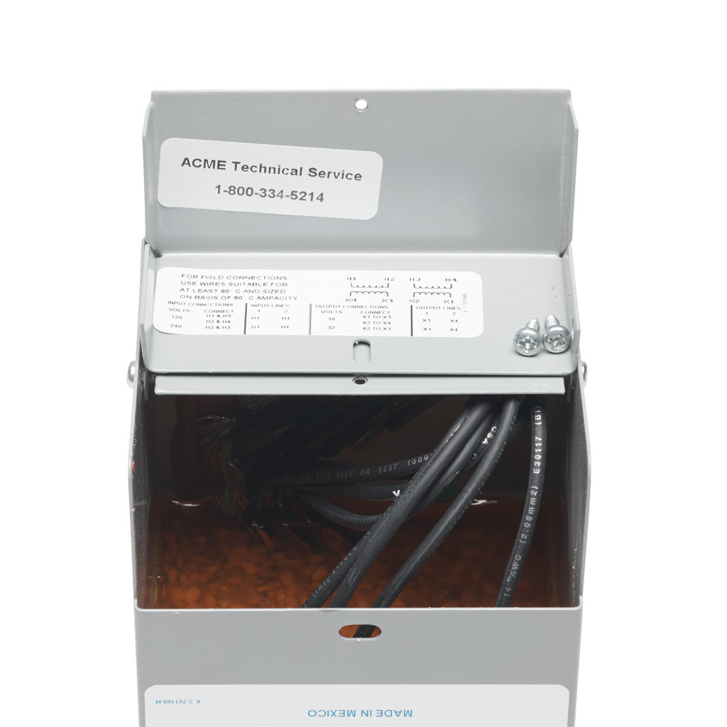 ACME buck-boost transformer, encapsulated core, 250 VA, 1-phase, 120/240 VAC, 16/32 VAC secondary, 50/60 Hz, NEMA 3R, wall mount.-T181057