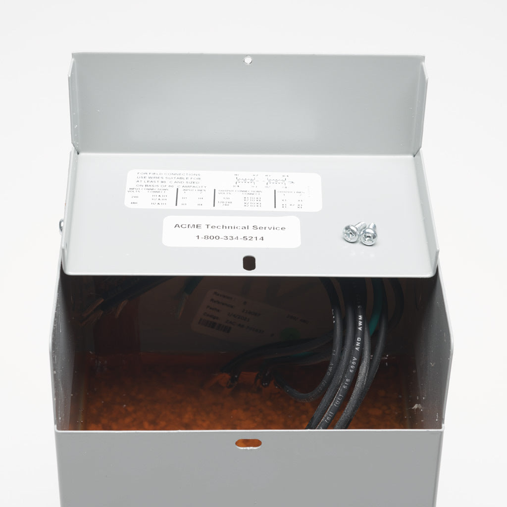 ACME general purpose transformer, encapsulated core, 2 kVA, 1-phase, 240/480 VAC, 120/240 VAC secondary, 60 Hz, electrostatic shield, NEMA 3R, wall mount.-T253012S