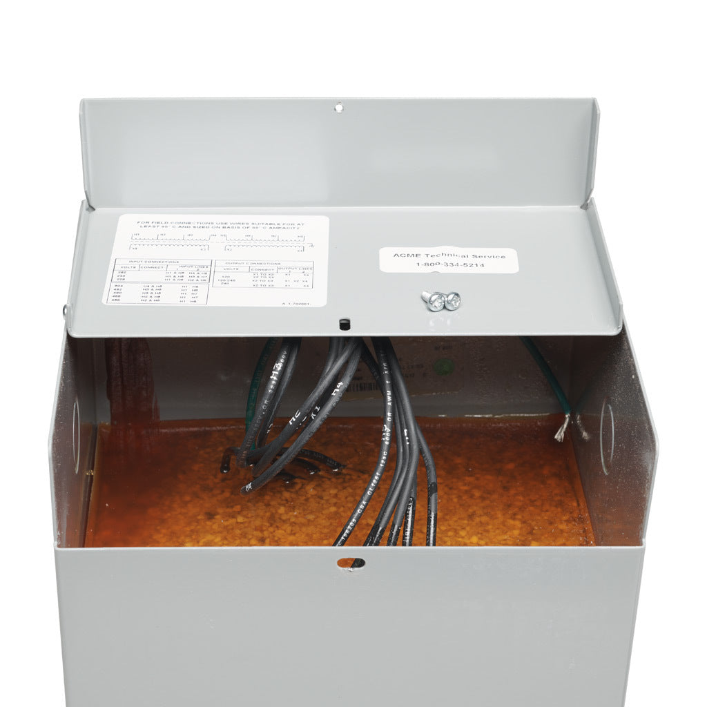 ACME general purpose transformer, encapsulated core, 5 kVA, 1-phase, 240/480 VAC, 120/240 VAC secondary, 60 Hz, electrostatic shield, NEMA 3R, wall mount.-T2530144S