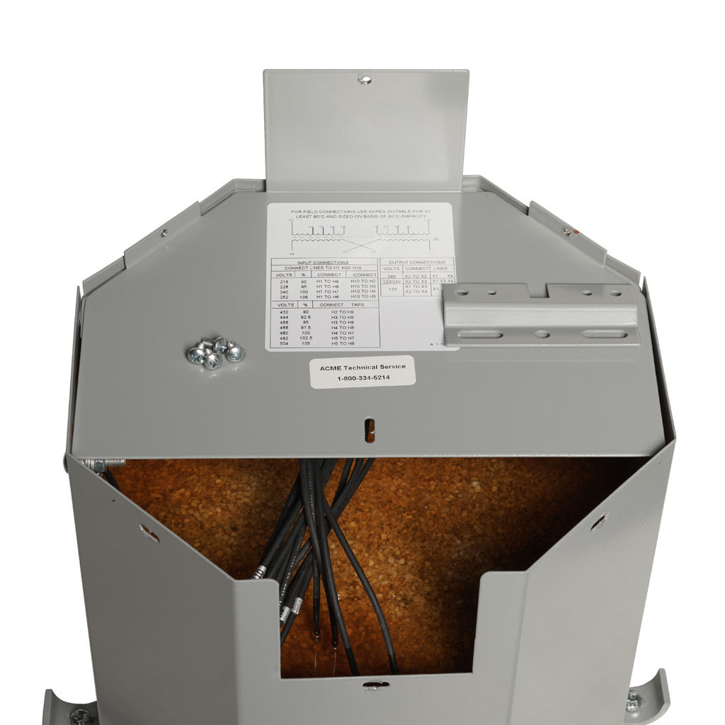 ACME general purpose transformer, encapsulated core, 7.5 kVA, 1-phase, 240/480 VAC, 120/240 VAC secondary, 60 Hz, electrostatic shield, NEMA 3R, wall mount.-T2535153S