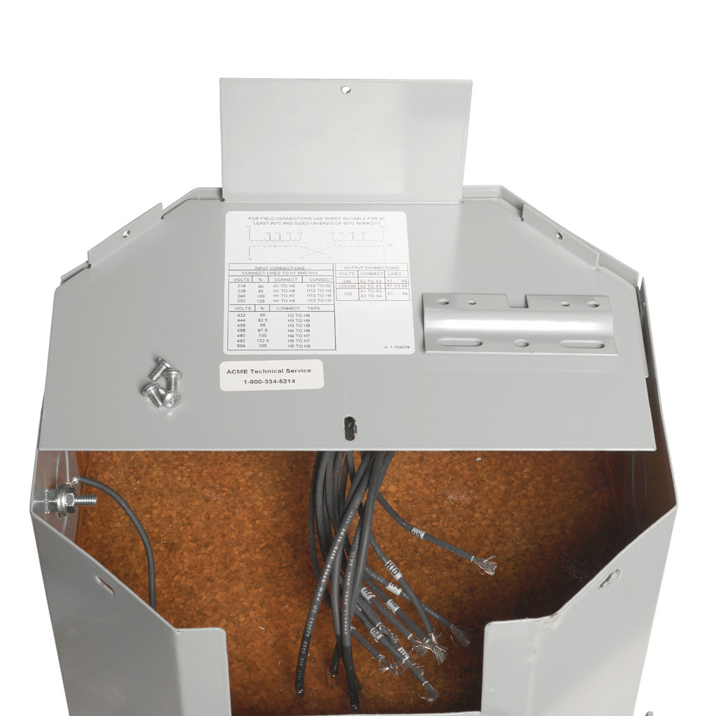 ACME general purpose transformer, encapsulated core, 15 kVA, 1-phase, 240/480 VAC, 120/240 VAC secondary, 60 Hz, electrostatic shield, NEMA 3R, wall mount.-T2535173S