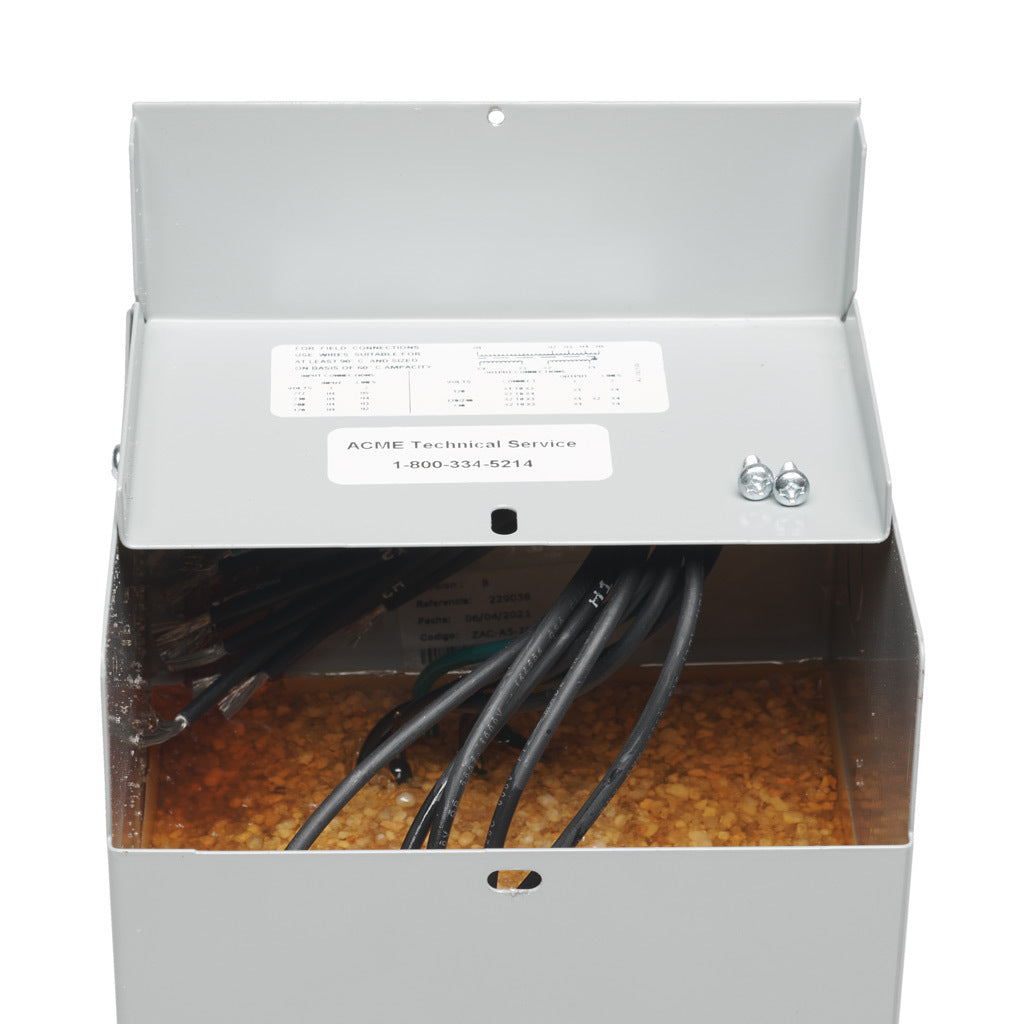 ACME general purpose transformer, encapsulated core, 1.5 kVA, 1-phase, 120-277 VAC selectable, 120/240 VAC secondary, 60 Hz, electrostatic shield, NEMA 3R, wall mount.-T279741S