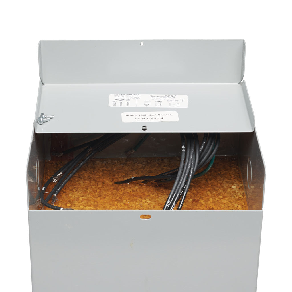 ACME general purpose transformer, encapsulated core, 5 kVA, 1-phase, 120-277 VAC selectable, 120/240 VAC secondary, 60 Hz, electrostatic shield, NEMA 3R, wall mount.-T279744S