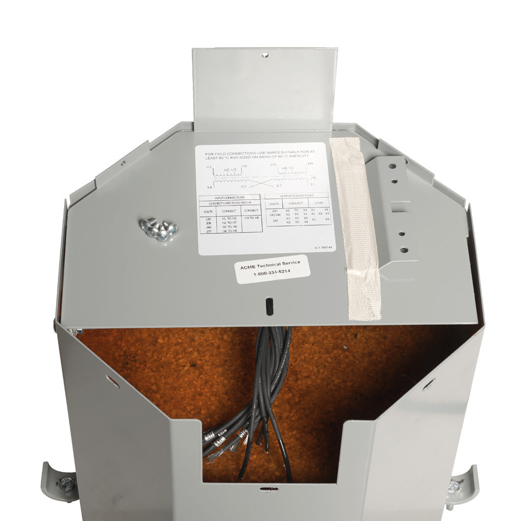 ACME general purpose transformer, encapsulated core, 7.5 kVA, 1-phase, 120-277 VAC selectable, 120/240 VAC secondary, 60 Hz, electrostatic shield, NEMA 3R, wall mount.-T279745S