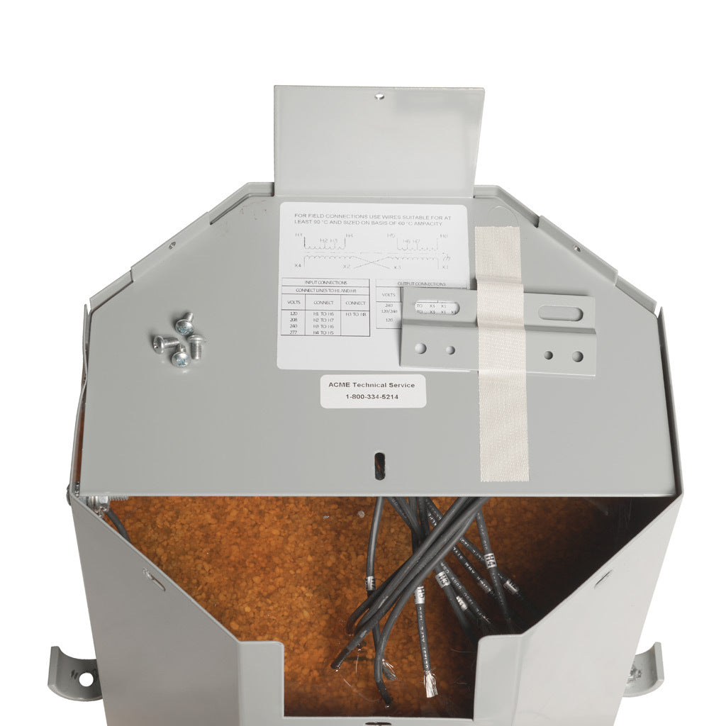 ACME general purpose transformer, encapsulated core, 10 kVA, 1-phase, 120-277 VAC selectable, 120/240 VAC secondary, 60 Hz, electrostatic shield, NEMA 3R, wall mount.-T279746S
