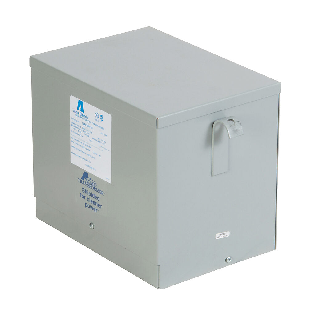 ACME general purpose transformer, encapsulated core, 6 kVA, 3-phase, 480 VAC Delta, 208Y/120 VAC secondary, 60 Hz, electrostatic shield, NEMA 3R, wall mount.-T2A533091S
