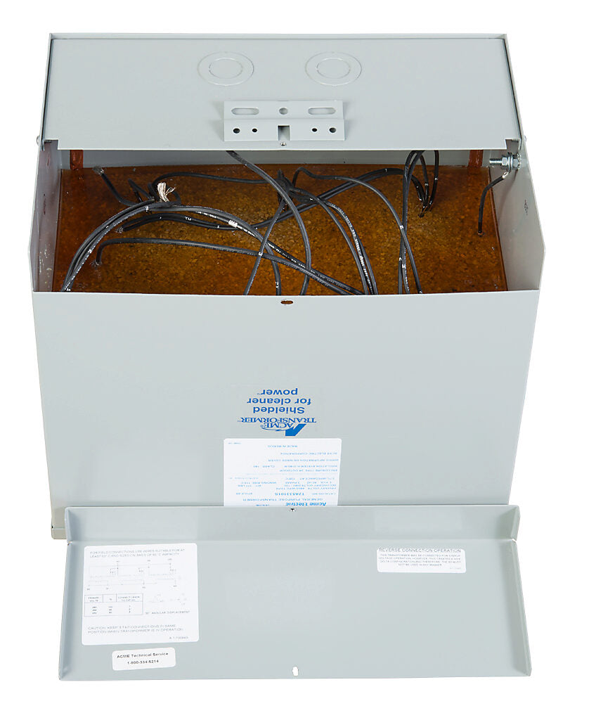 ACME general purpose transformer, encapsulated core, 9 kVA, 3-phase, 480 VAC Delta, 208Y/120 VAC secondary, 60 Hz, electrostatic shield, NEMA 3R, wall mount.-T2A533101S