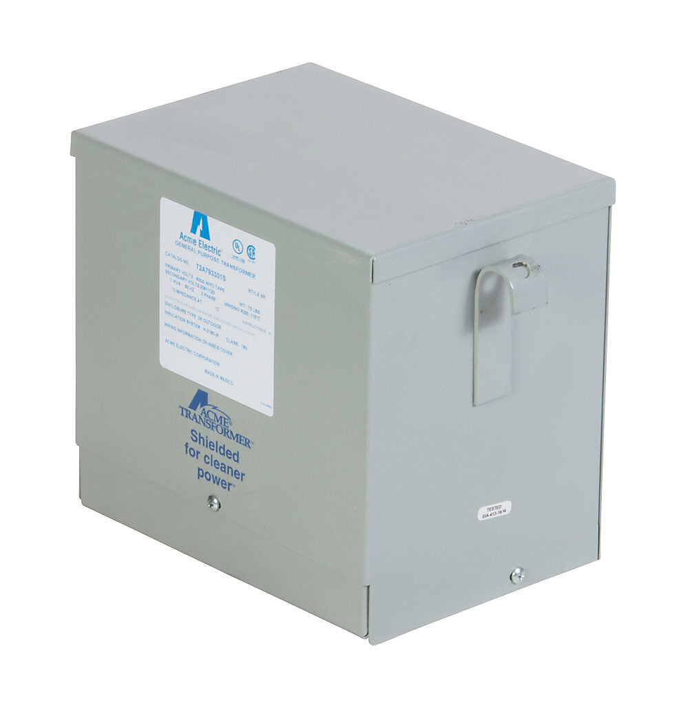 ACME general purpose transformer, encapsulated core, 3 kVA, 3-phase, 600 VAC Delta, 208Y/120 VAC secondary, 60 Hz, electrostatic shield, NEMA 3R, wall mount.-T2A793301S
