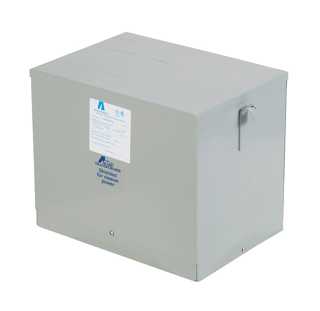 ACME general purpose transformer, encapsulated core, 9 kVA, 3-phase, 600 VAC Delta, 208Y/120 VAC secondary, 60 Hz, electrostatic shield, NEMA 3R, wall mount.-T2A793321S