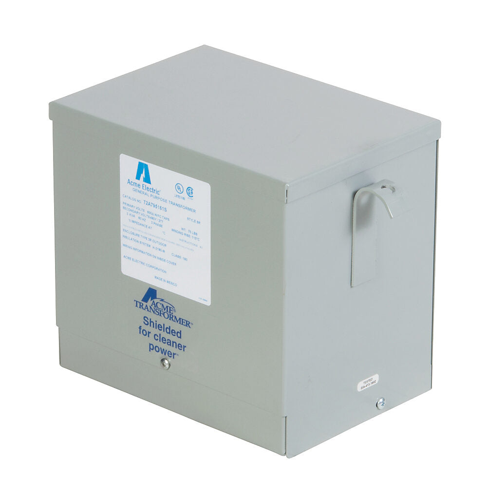 ACME general purpose transformer, encapsulated core, 3 kVA, 3-phase, 600 VAC Delta, 480Y/277 VAC secondary, 60 Hz, electrostatic shield, NEMA 3R, wall mount.-T2A795161S