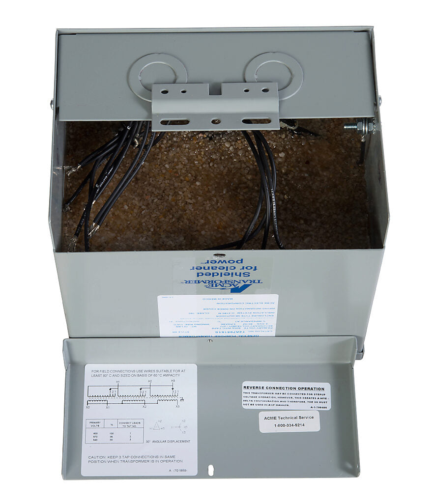 ACME general purpose transformer, encapsulated core, 3 kVA, 3-phase, 600 VAC Delta, 480Y/277 VAC secondary, 60 Hz, electrostatic shield, NEMA 3R, wall mount.-T2A795161S