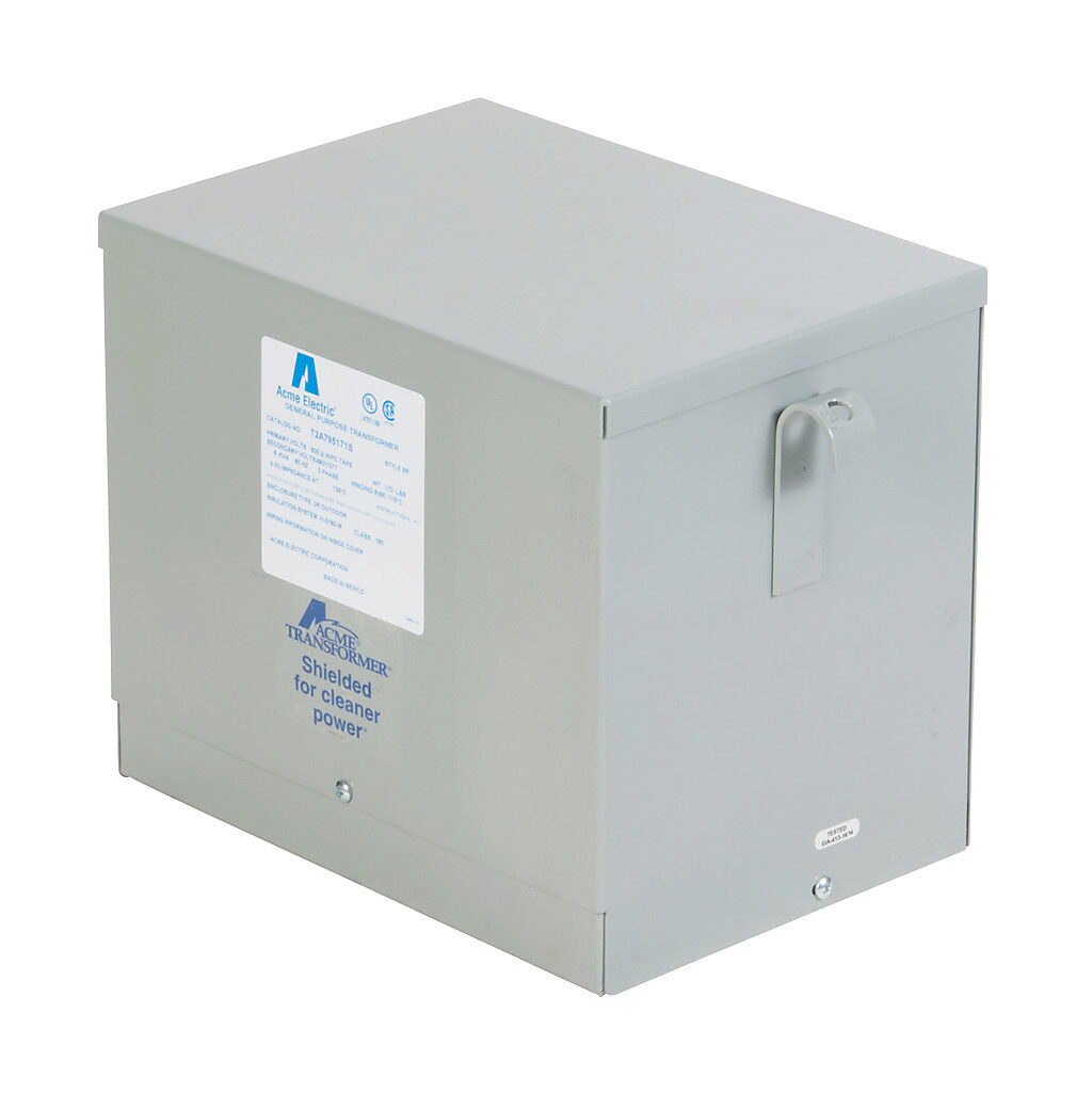 ACME general purpose transformer, encapsulated core, 6 kVA, 3-phase, 600 VAC Delta, 480Y/277 VAC secondary, 60 Hz, electrostatic shield, NEMA 3R, wall mount.-T2A795171S