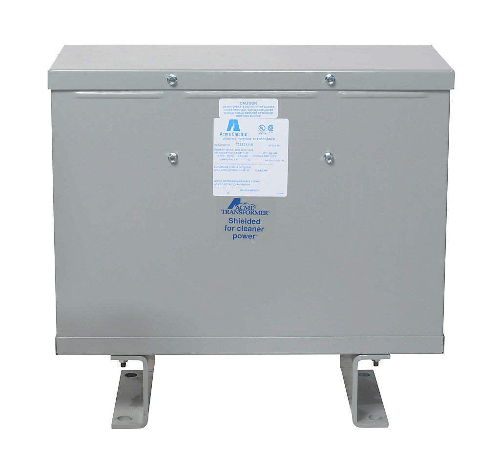 ACME general purpose transformer, encapsulated core, 15 kVA, 3-phase, 480 VAC Delta, 208Y/120 VAC secondary, 60 Hz, electrostatic shield, NEMA 3R, floor mount.-T3533111S