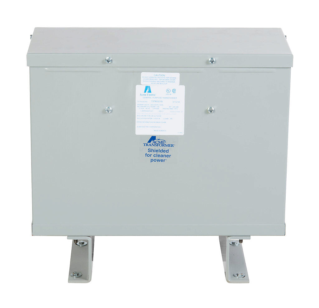 ACME general purpose transformer, encapsulated core, 15 kVA, 3-phase, 600 VAC Delta, 208Y/120 VAC secondary, 60 Hz, electrostatic shield, NEMA 3R, floor mount.-T3793331S