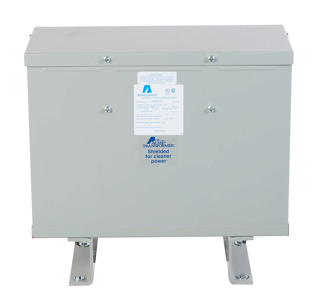 ACME general purpose transformer, encapsulated core, 15 kVA, 3-phase, 600 VAC Delta, 480Y/277 VAC secondary, 60 Hz, electrostatic shield, NEMA 3R, floor mount.-T3795191S