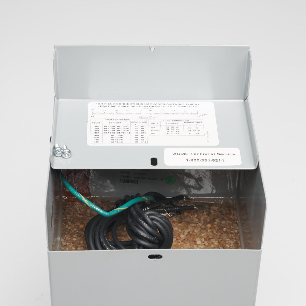 ACME general purpose transformer, encapsulated core, 2 kVA, 1-phase, 190-440 VAC selectable, 120/240 VAC secondary, 50/60 Hz, electrostatic shield, NEMA 3R, wall mount.-TF217439S