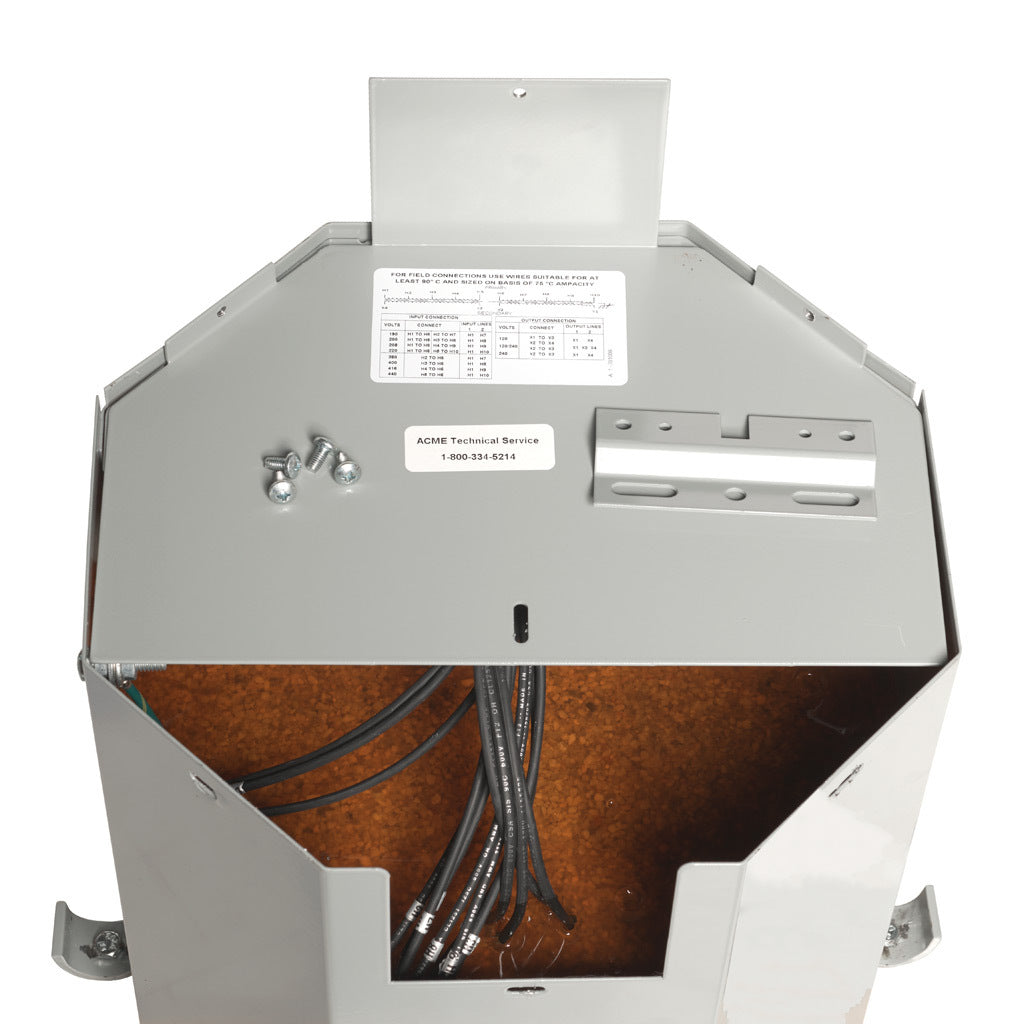 ACME general purpose transformer, encapsulated core, 10 kVA, 1-phase, 190-440 VAC selectable, 120/240 VAC secondary, 50/60 Hz, electrostatic shield, NEMA 3R, wall mount.-TF252795S