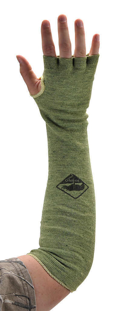 Arm protection sleeve with thumb hole, cut resistant, dual-layer knit, ANSI cut level 5 (ASTM F1790-97), 18in length. For use with fits left or right arm.-TTP880-18