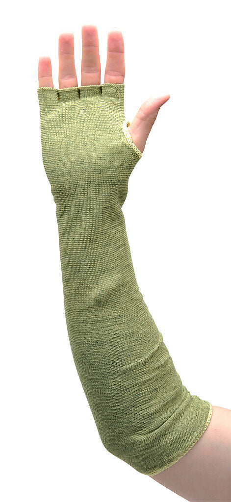 Arm protection sleeve with thumb hole, cut resistant, dual-layer knit, ANSI cut level 5 (ASTM F1790-97), 18in length. For use with fits left or right arm.-TTP880-18