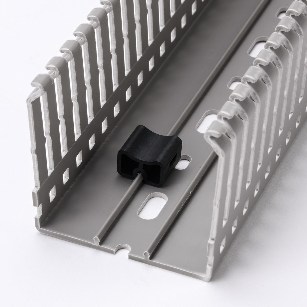 AchieVe cable tie attachment, black. Package of 50. For use with Achieve wire duct 1.5in width or larger. Use along with a cable tie to group wires together inside the wire duct.-WD-CTCLAMP