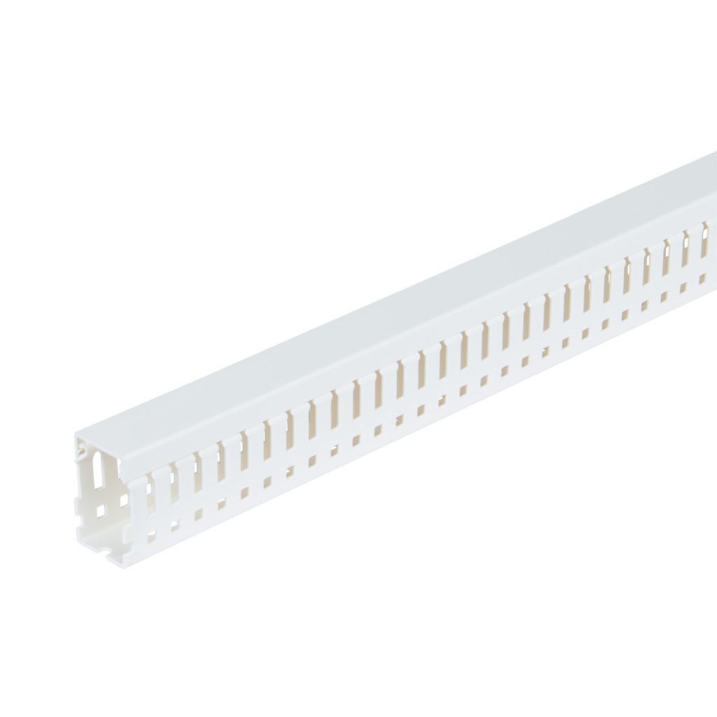 AchieVe WDN series open slot narrow finger wire duct, 1in width, 1.5in height, 6.5ft/2m length, white. Cover included.-WDN-1015W-1
