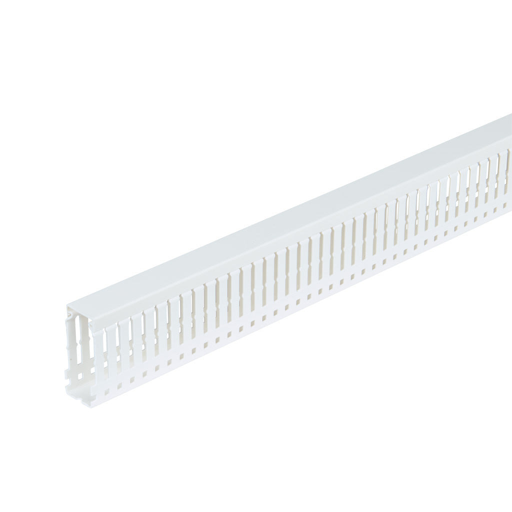 AchieVe WDN series open slot narrow finger wire duct, 1in width, 2.25in height, 6.5ft/2m length, white. Cover included.-WDN-1022W-1