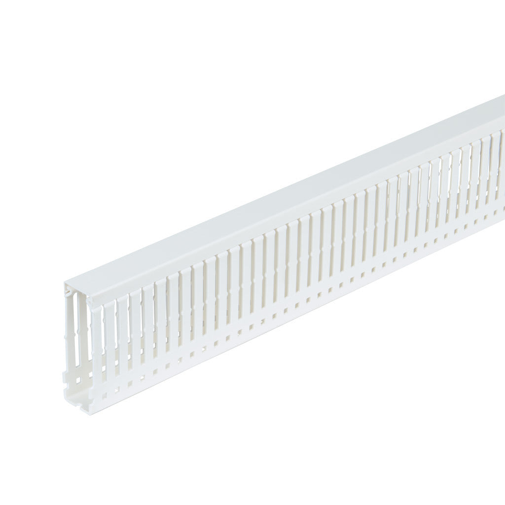 AchieVe WDN series open slot narrow finger wire duct, 1in width, 3in height, 6.5ft/2m length, white. Cover included.-WDN-1030W-1