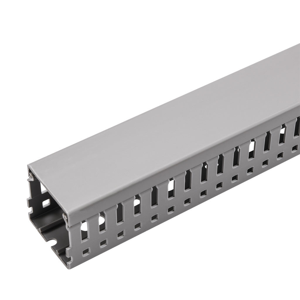 AchieVe WDN series open slot narrow finger wire duct, 1.5in width, 1.5in height, 6.5ft/2m length, gray. Cover included.-WDN-1515G-1