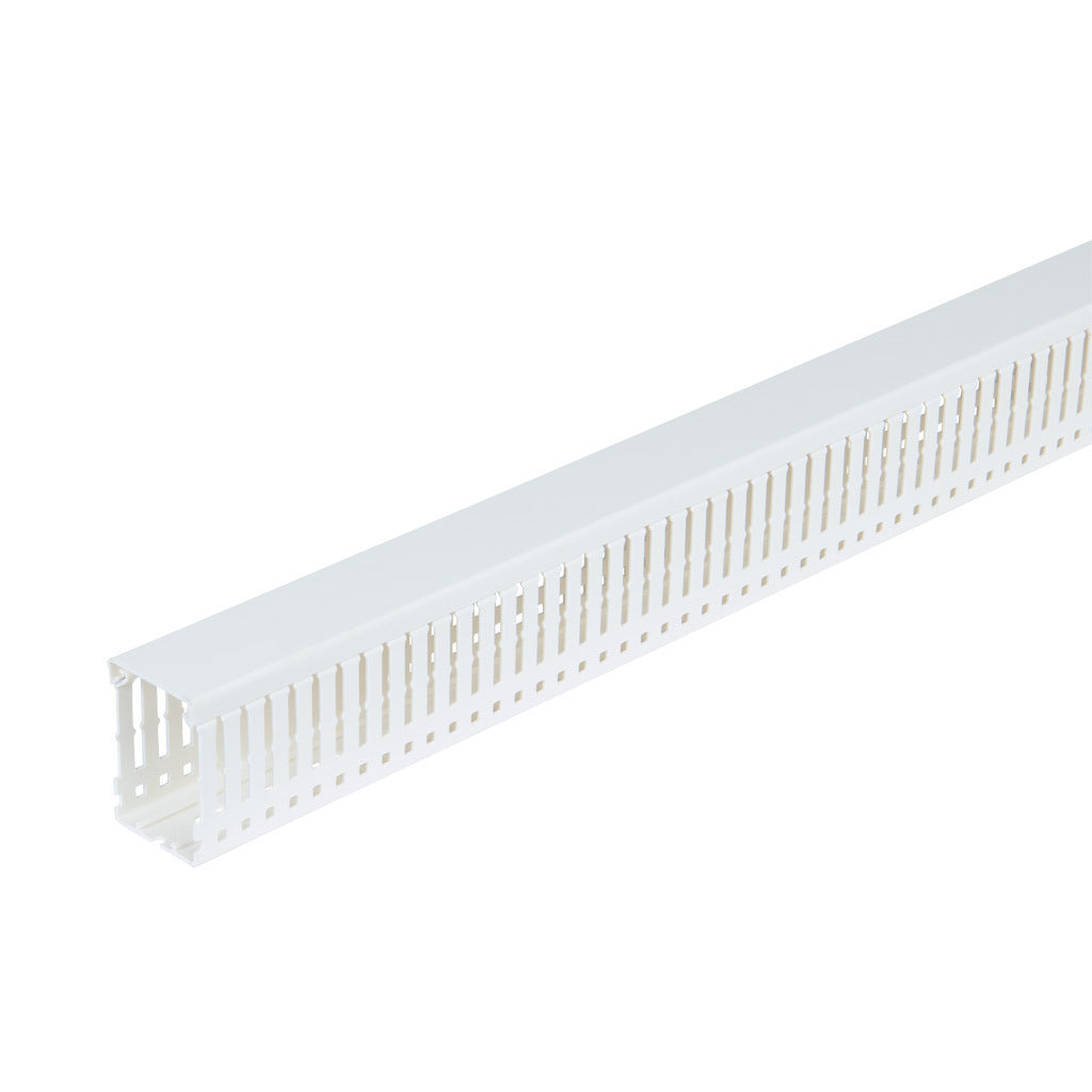 AchieVe WDN series open slot narrow finger wire duct, 1.5in width, 2.25in height, 6.5ft/2m length, white. Cover included.-WDN-1522W-1