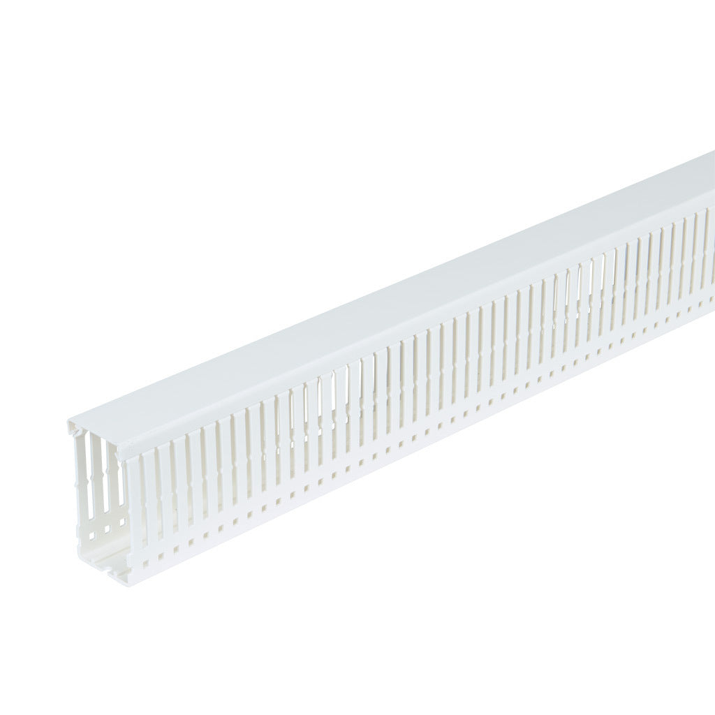 AchieVe WDN series open slot narrow finger wire duct, 1.5in width, 3in height, 6.5ft/2m length, white. Cover included.-WDN-1530W-1