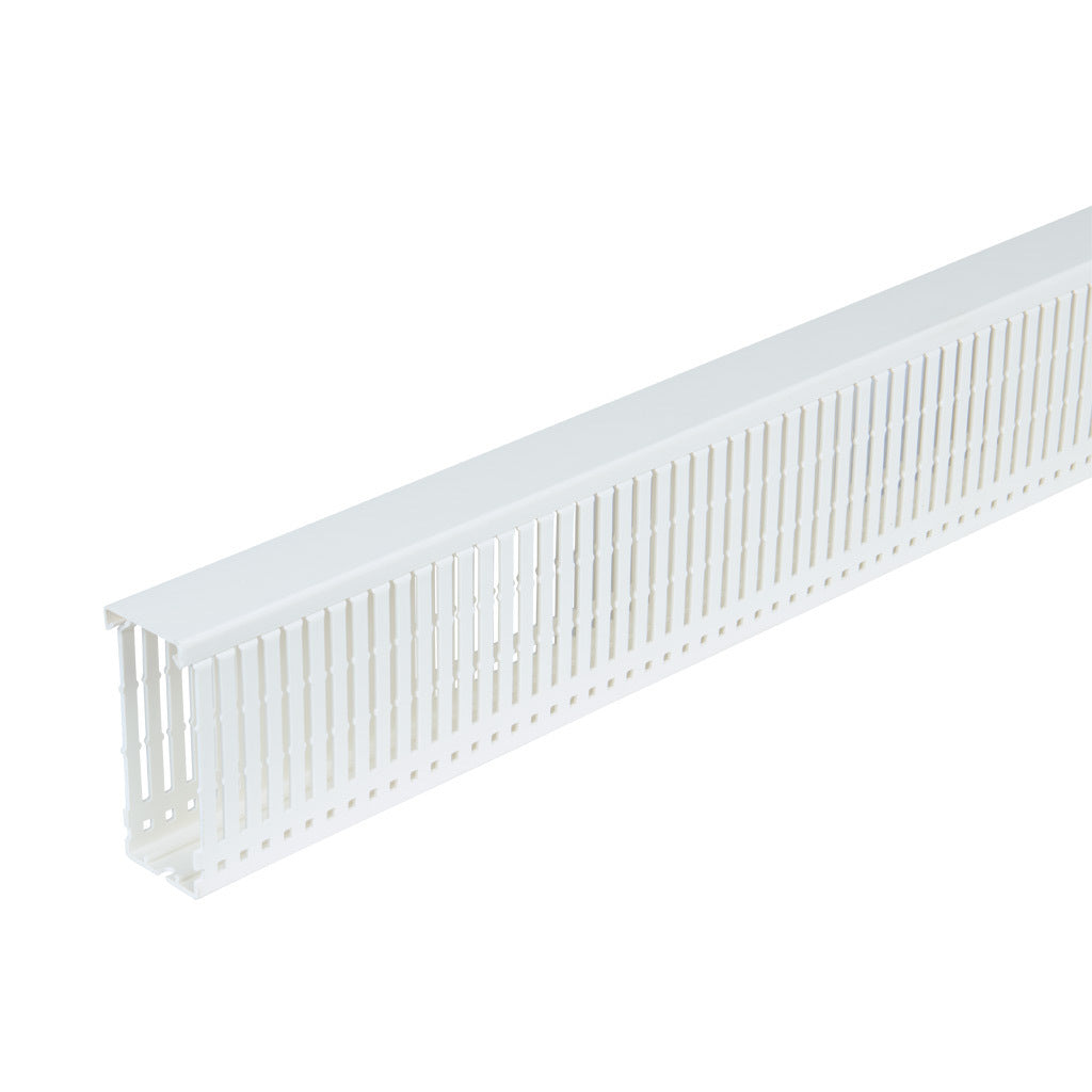AchieVe WDN series open slot narrow finger wire duct, 1.5in width, 4in height, 6.5ft/2m length, white. Cover included.-WDN-1540W-1