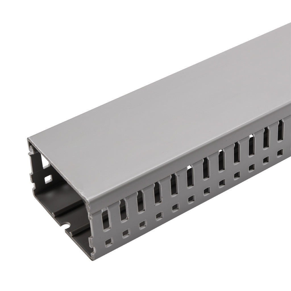 AchieVe WDN series open slot narrow finger wire duct, 2.25in width, 1.5in height, 6.5ft/2m length, gray. Cover included.-WDN-2215G-1