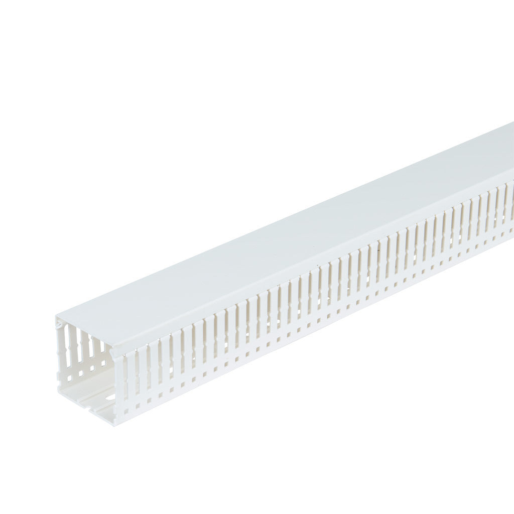 AchieVe WDN series open slot narrow finger wire duct, 2.25in width, 2.25in height, 6.5ft/2m length, white. Cover included.-WDN-2222W-1