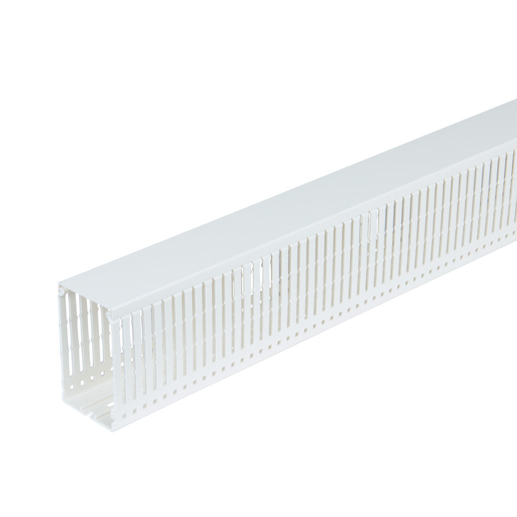 AchieVe WDN series open slot narrow finger wire duct, 2.25in width, 4in height, 6.5ft/2m length, white. Cover included.-WDN-2240W-1