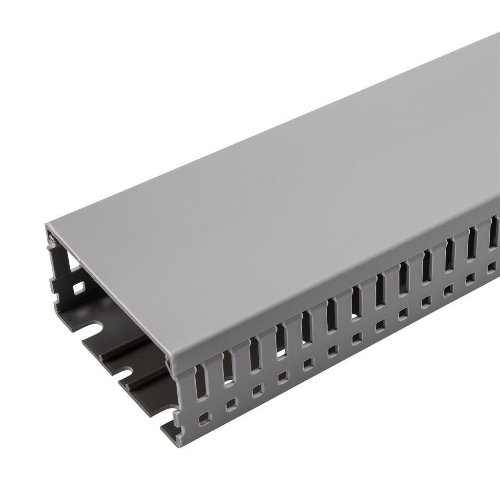 AchieVe WDN series open slot narrow finger wire duct, 3in width, 1.5in height, 6.5ft/2m length, gray. Cover included.-WDN-3015G-1