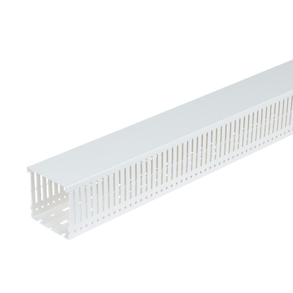 AchieVe WDN series open slot narrow finger wire duct, 3in width, 3in height, 6.5ft/2m length, white. Cover included.-WDN-3030W-1