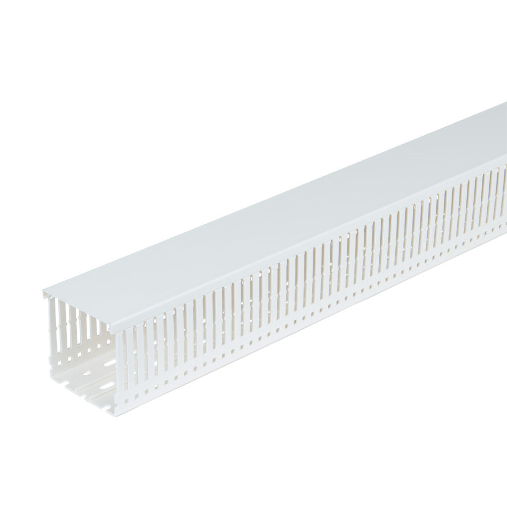 AchieVe WDN series open slot narrow finger wire duct, 3in width, 4in height, 6.5ft/2m length, white. Cover included.-WDN-3040W-1
