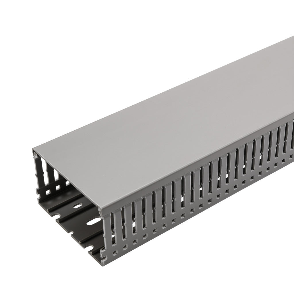 AchieVe WDN series open slot narrow finger wire duct, 4in width, 2.25in height, 6.5ft/2m length, gray. Cover included.-WDN-4022G-1