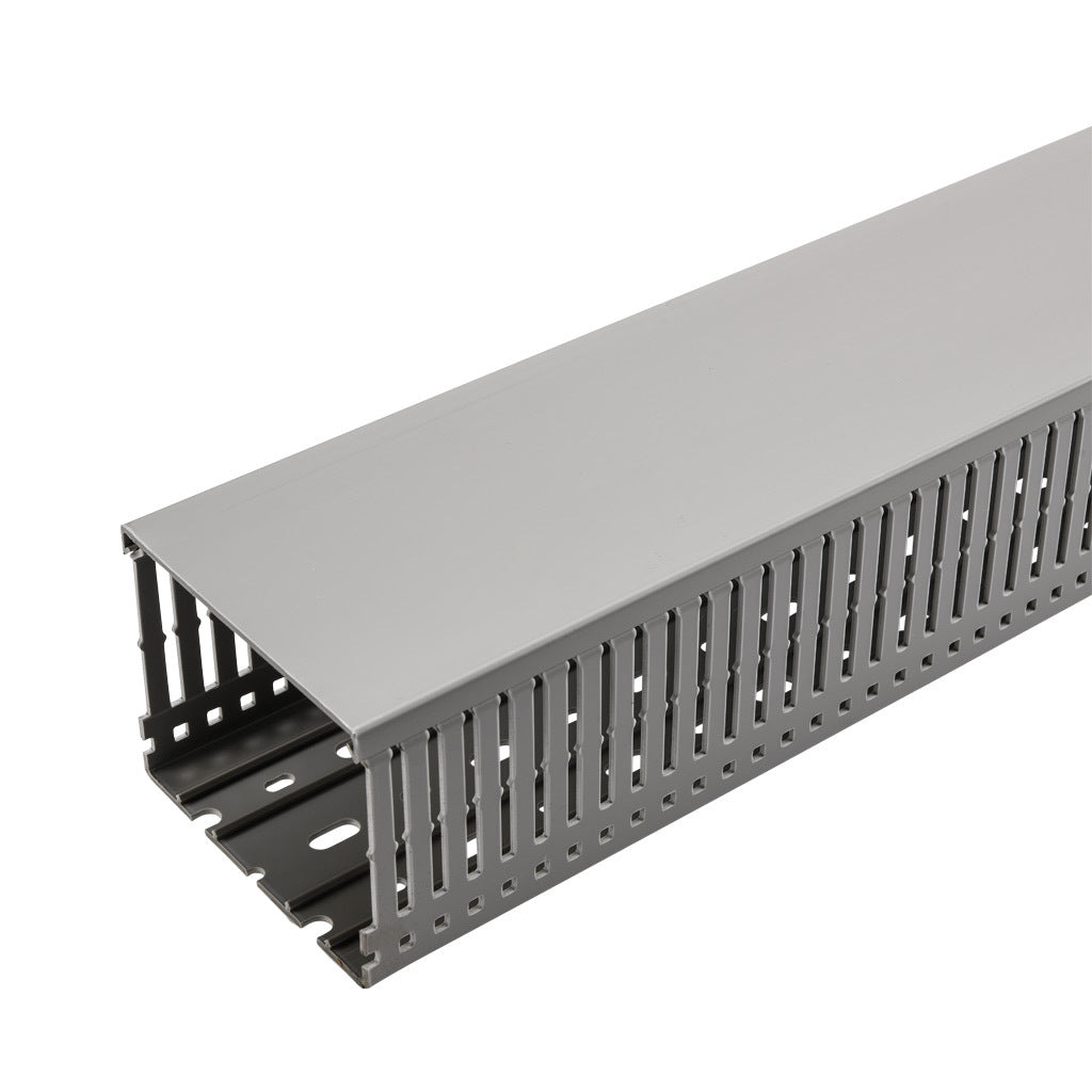 AchieVe WDN series open slot narrow finger wire duct, 4in width, 3in height, 6.5ft/2m length, gray. Cover included.-WDN-4030G-1