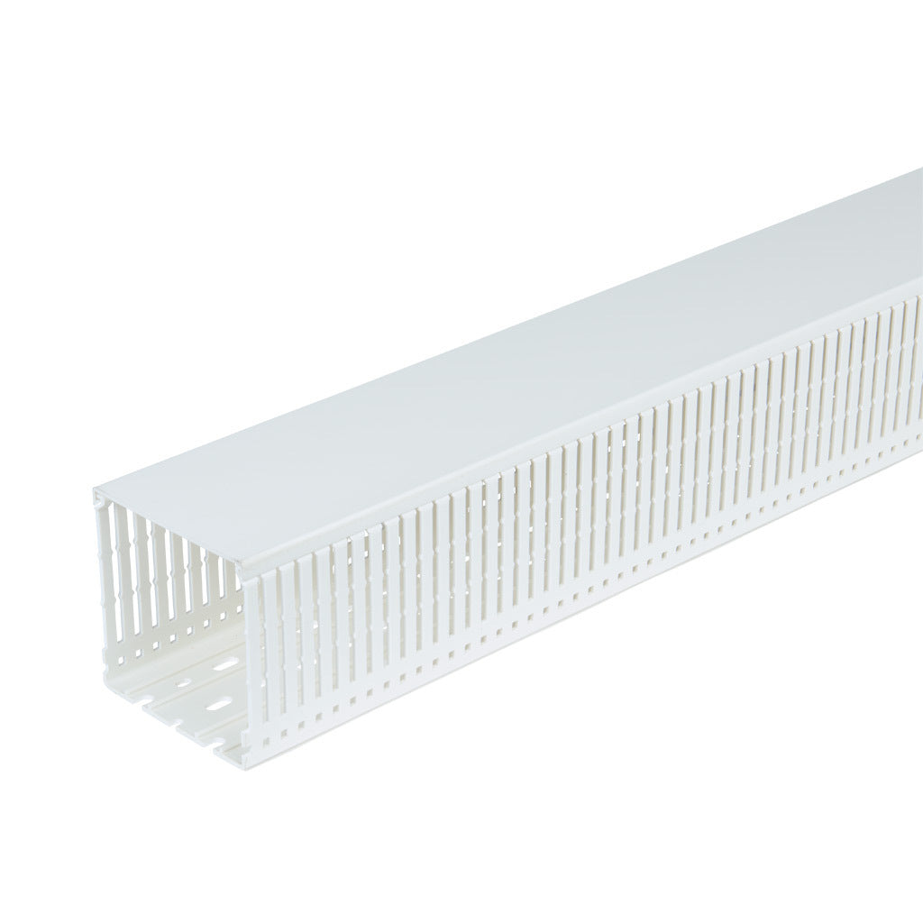 AchieVe WDN series open slot narrow finger wire duct, 4in width, 4in height, 6.5ft/2m length, white. Cover included.-WDN-4040W-1