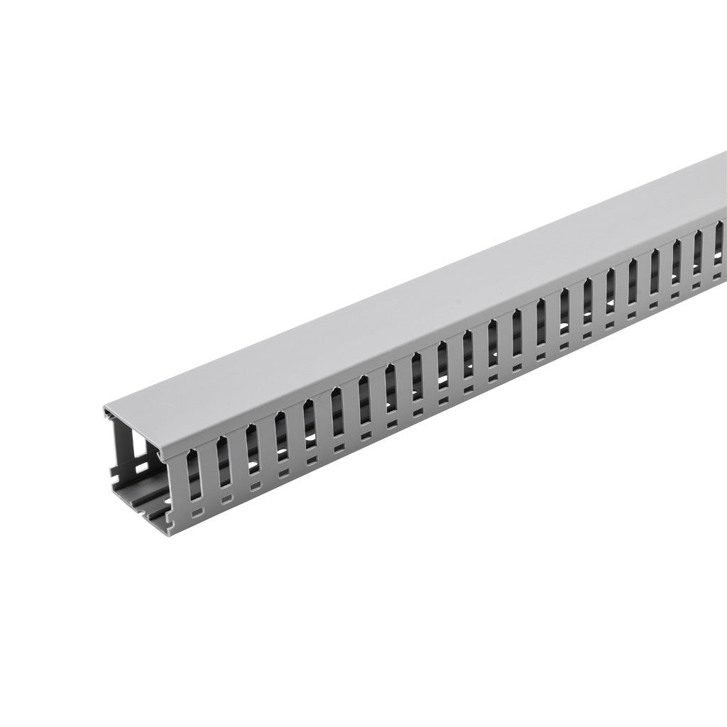 AchieVe WDW series open slot wide finger wire duct, 2.25in width, 2.25in height, 6.5ft/2m length, gray. Cover included.-WDW-2222G-1