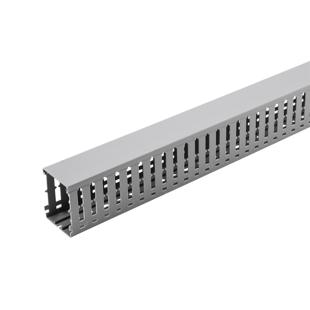 AchieVe WDW series open slot wide finger wire duct, 2.25in width, 3in height, 6.5ft/2m length, gray. Cover included.-WDW-2230G-1