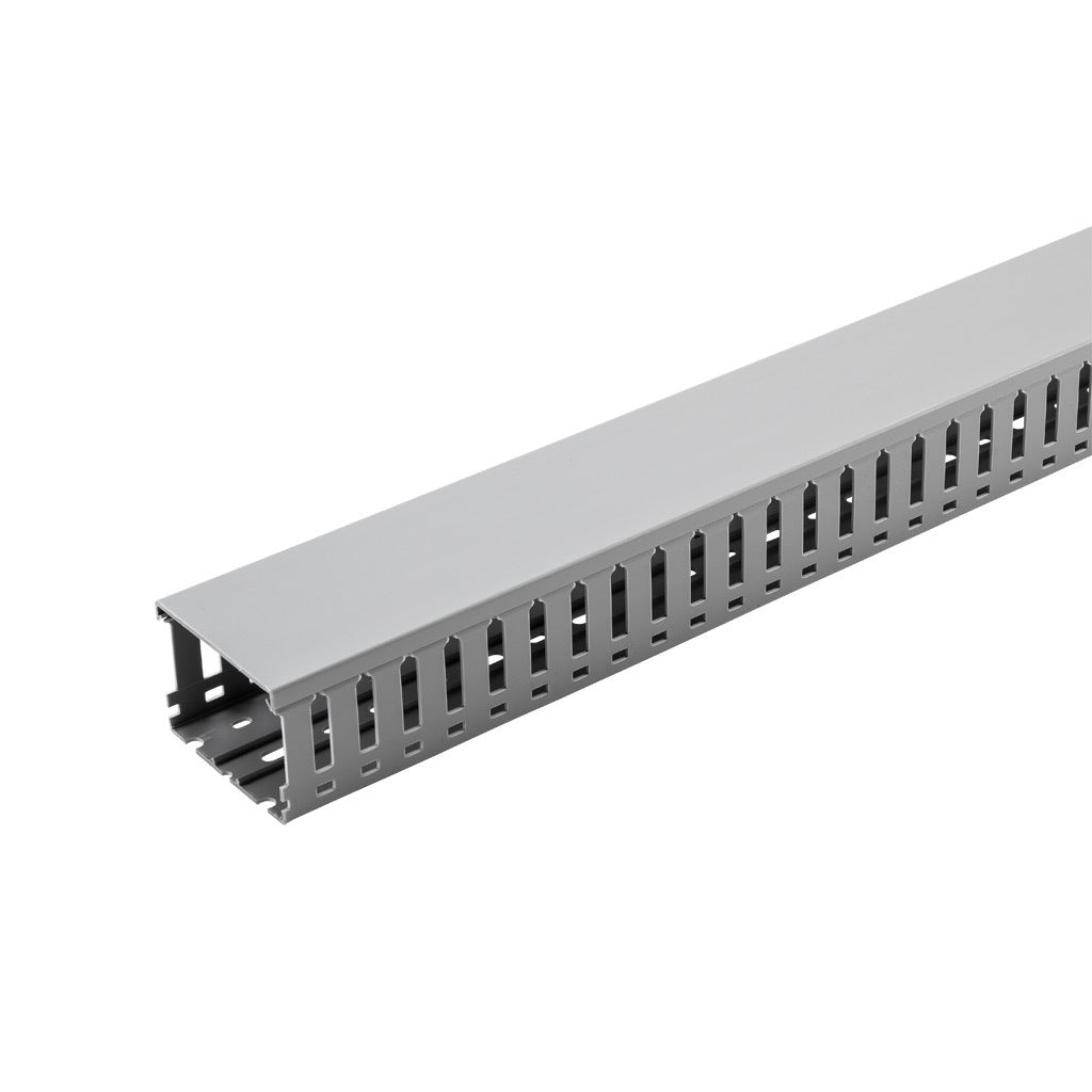 AchieVe WDW series open slot wide finger wire duct, 3in width, 2.25in height, 6.5ft/2m length, gray. Cover included.-WDW-3022G-1