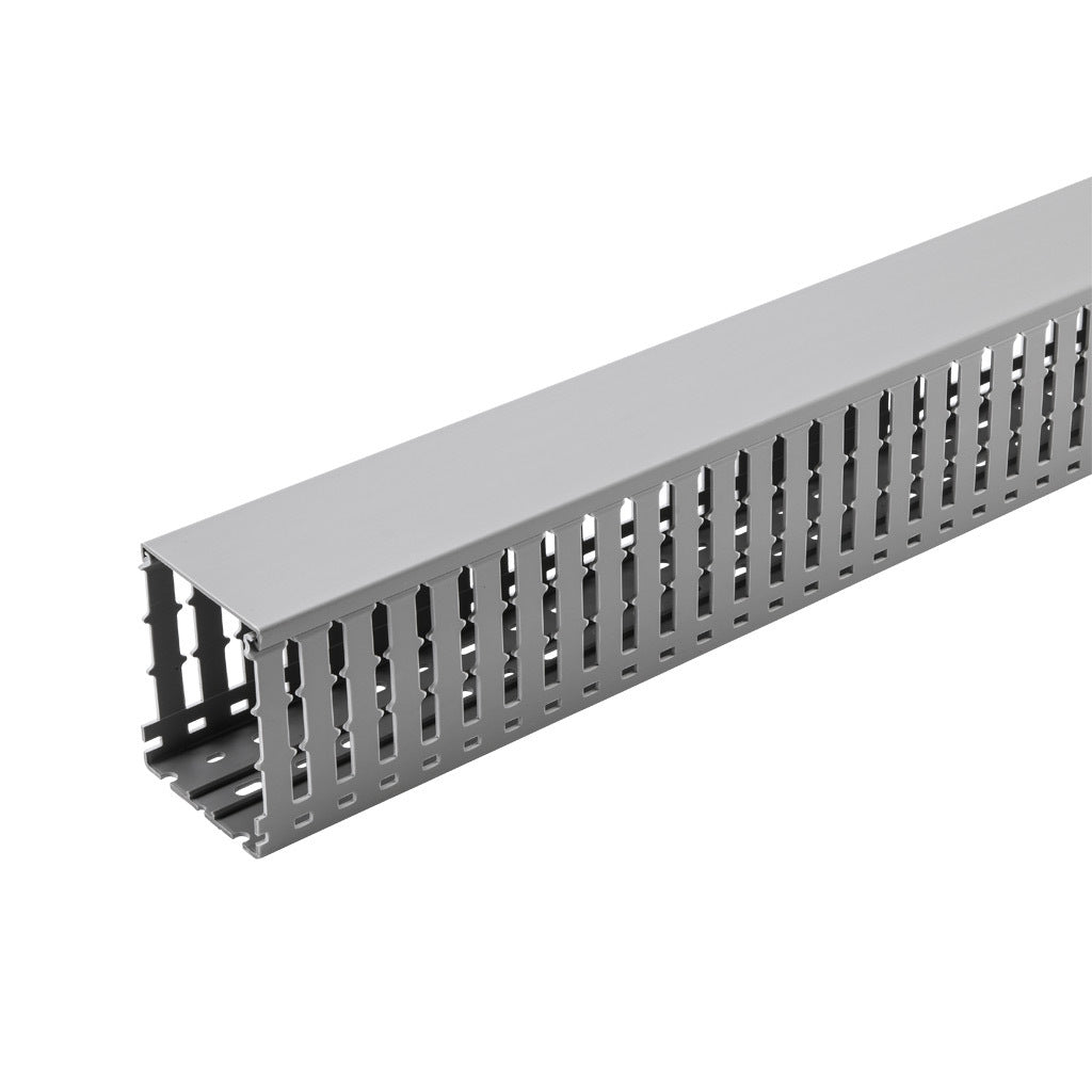 AchieVe WDW series open slot wide finger wire duct, 3in width, 4in height, 6.5ft/2m length, gray. Cover included.-WDW-3040G-1