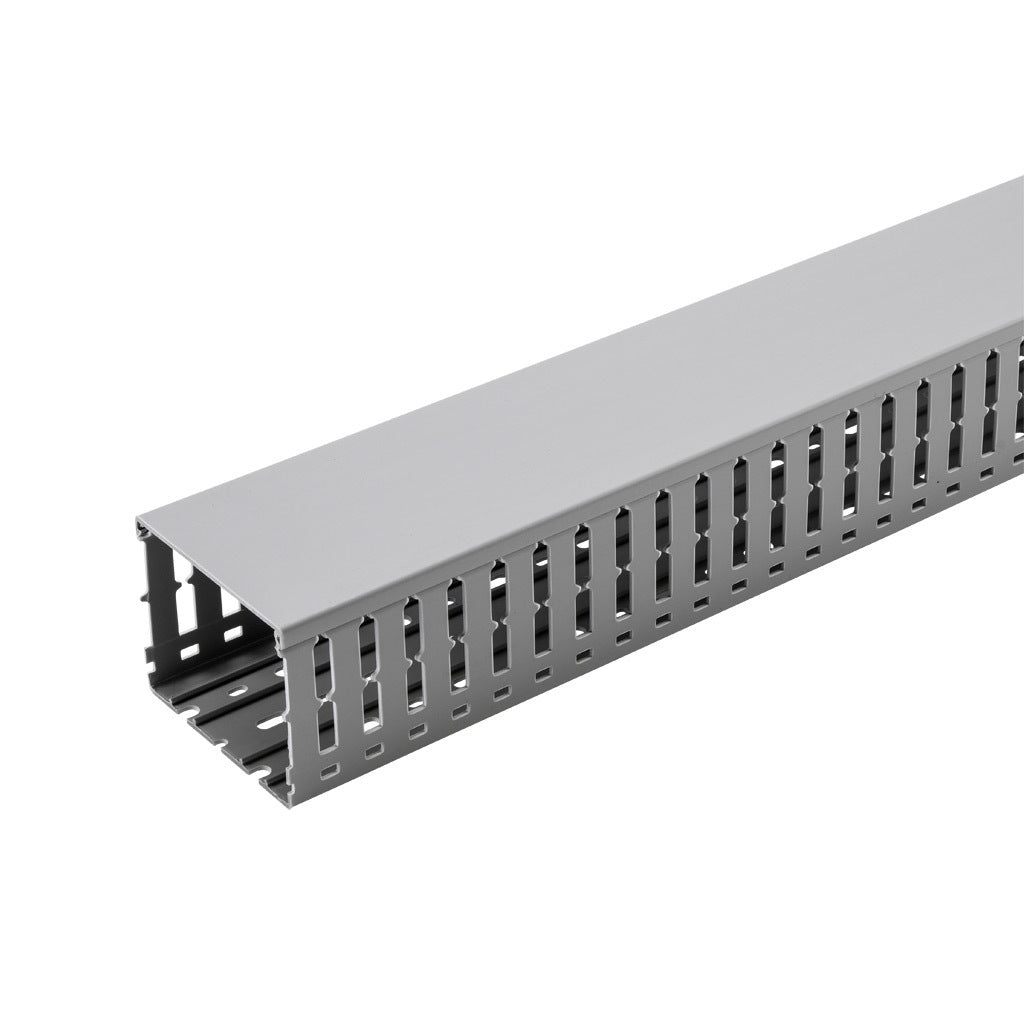 AchieVe WDW series open slot wide finger wire duct, 4in width, 3in height, 6.5ft/2m length, gray. Cover included.-WDW-4030G-1