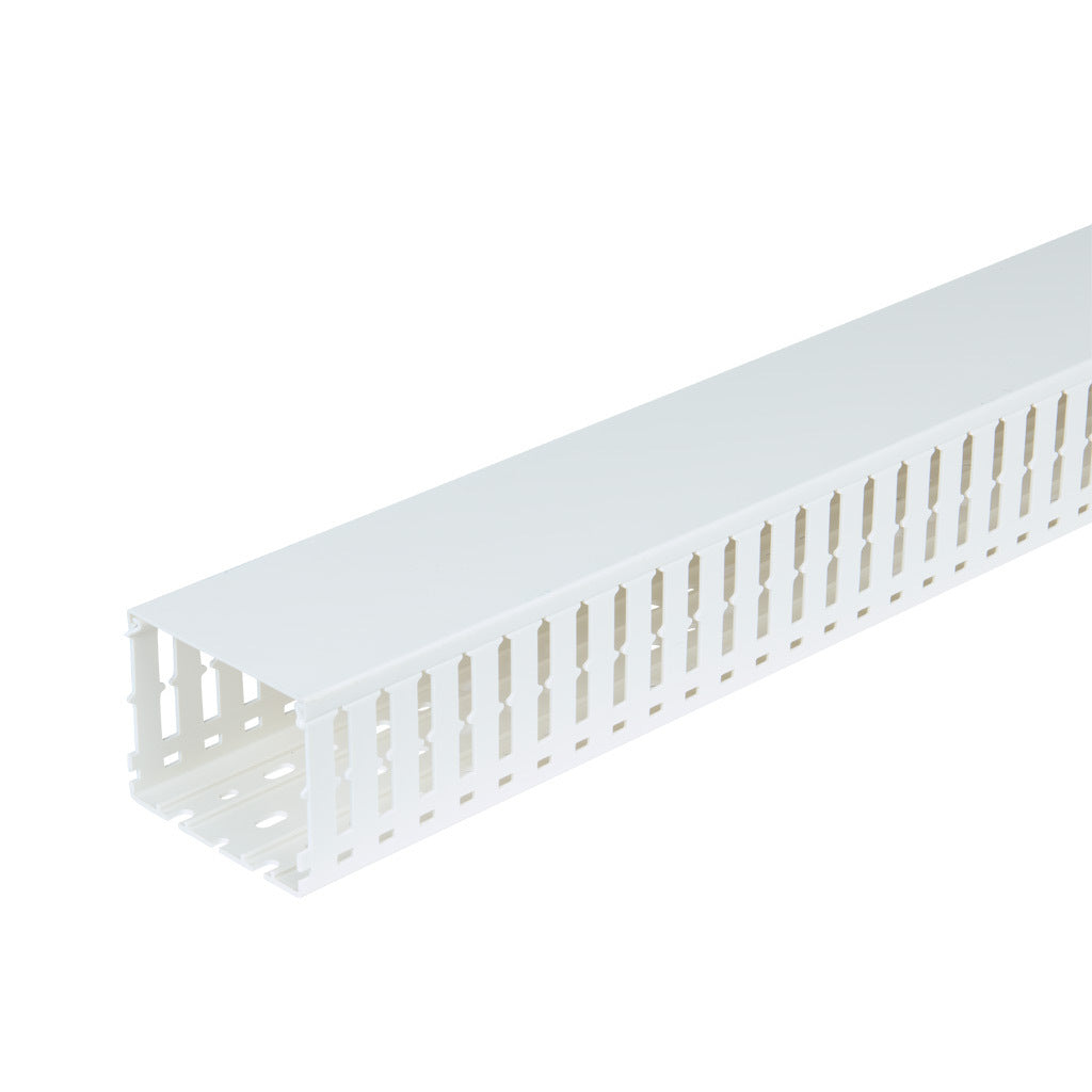 AchieVe WDW series open slot wide finger wire duct, 4in width, 3in height, 6.5ft/2m length, white. Cover included.-WDW-4030W-1