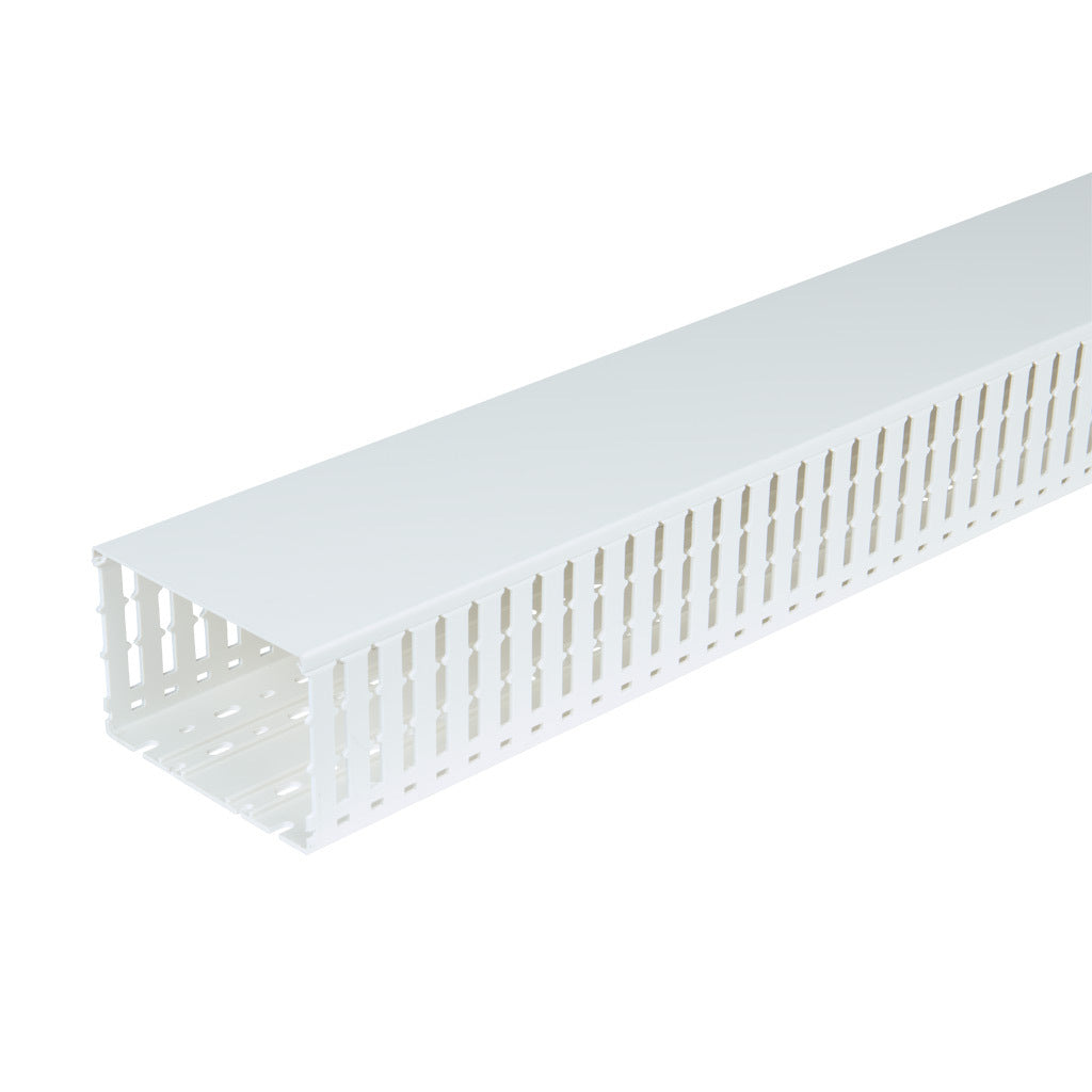 AchieVe WDW series open slot wide finger wire duct, 6in width, 4in height, 6.5ft/2m length, white. Cover included.-WDW-6040W-1